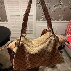 Gucci Original Canvas Bamboo Bar Tote